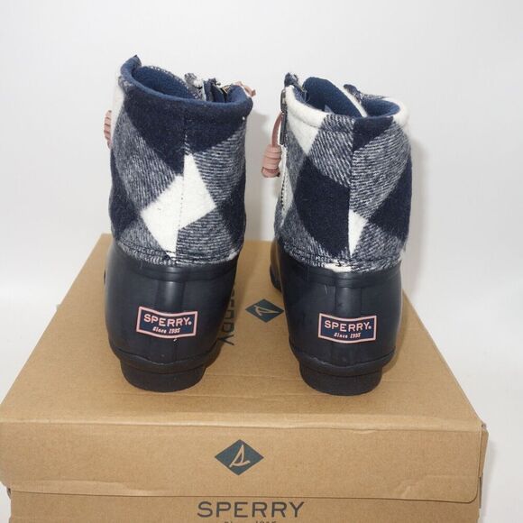 NEW Sperry Saltwater Cozy Wool Navy Blue Plaid Duck Winter Boots Women's 6 - Picture 6 of 9